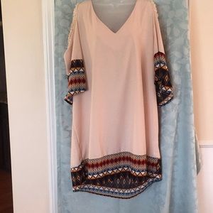 Boohoo Plus Betty Open Shoulder Shift Dress